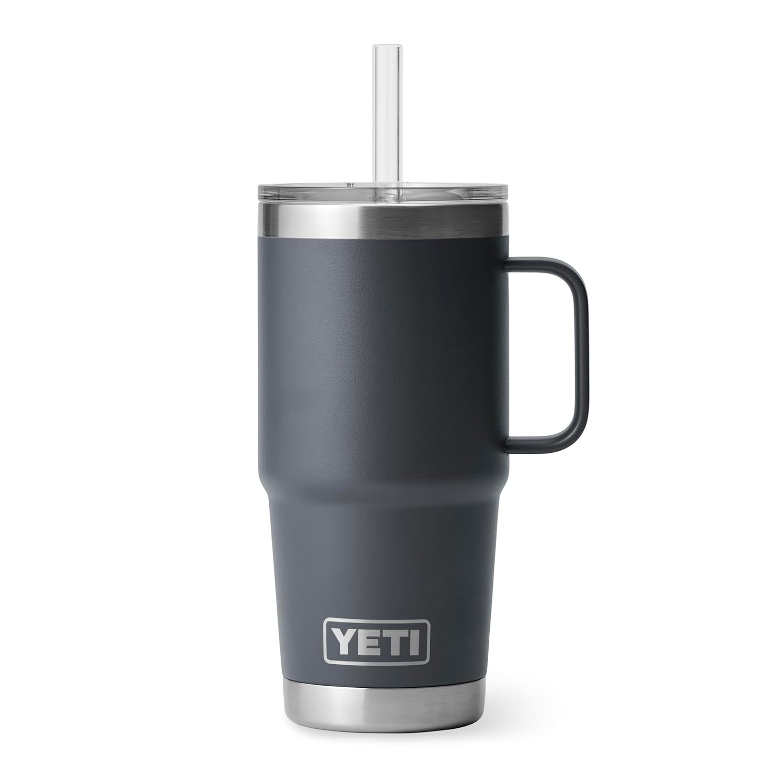 YETI Rambler 25 oz Tumbler with Handle and Straw Lid, Travel Mug Water Tumbler, Vacuum Insulated Cup with Handle, Stainless Steel, Charcoal image 2