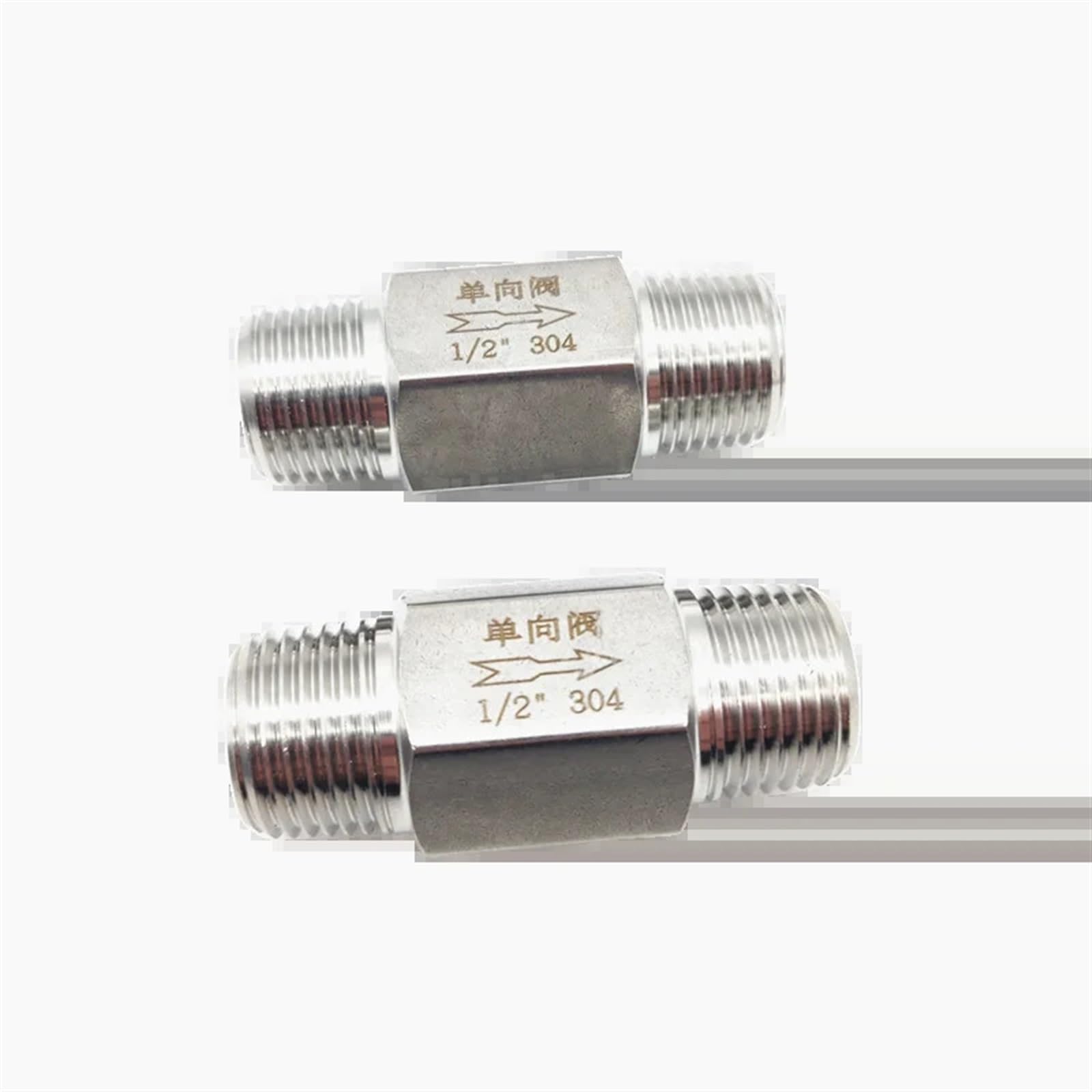 Valvola unidirezionale in Acciaio Inossidabile 304 Valvola di ritegno con Filettatura Maschio Esagonale 1/8" 1/4" 3/8" 1/2" 3/4" 1"(45295)