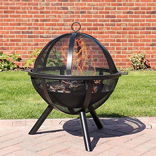 Wido Black Ball Round Sphere Steel Brazier Fire Pit Bowl Basket