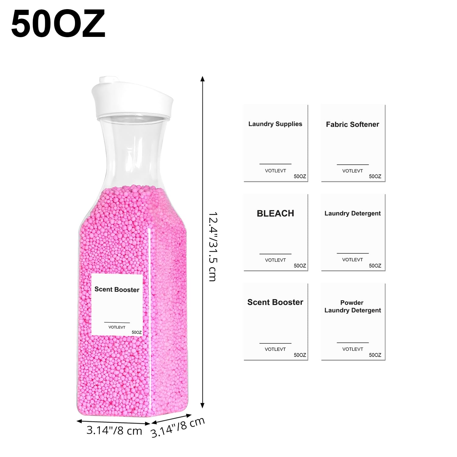 Lot de 2 distributeurs de détergent à lessive liquide, récipient en plastique pour organiser, adoucissant et distributeur de savon à lessive, organisateur de poudre à lessive pour buanderie