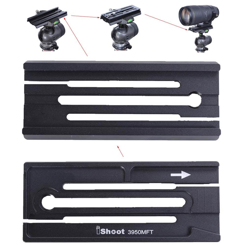 iShoot Clamp Converter Adapter for Convert 39mm Arca-Swiss Fit Camera Quick Release Plate to Compatible with Manfrotto Gitzo Tripod Fluid Head Hydraulic Head Gear Head 3D Head Ball Head 50mm Clamp