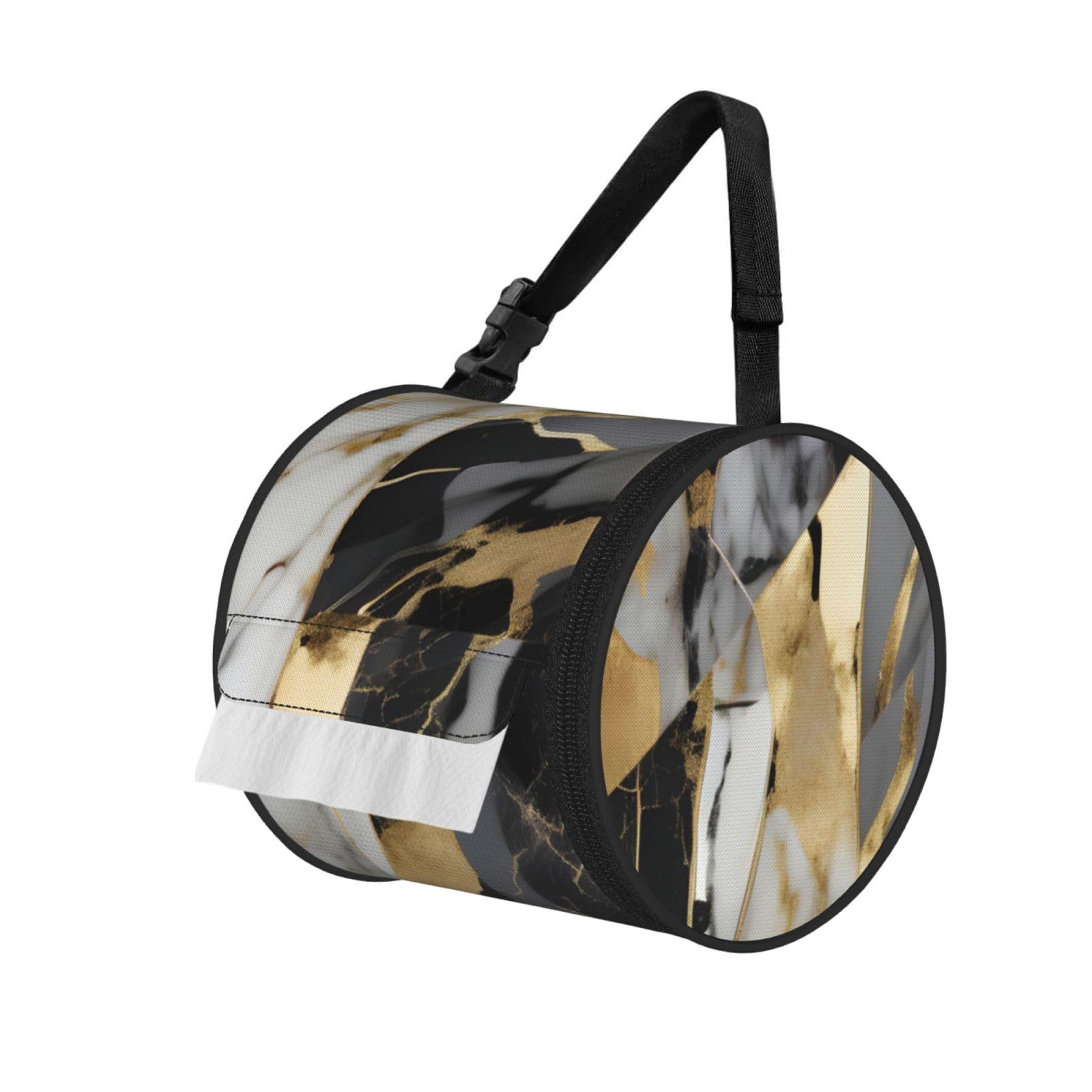 luxury Marble Print Cylindrical Tissue Holder Bathroom Car Home Office Kitchen Decor Versatile