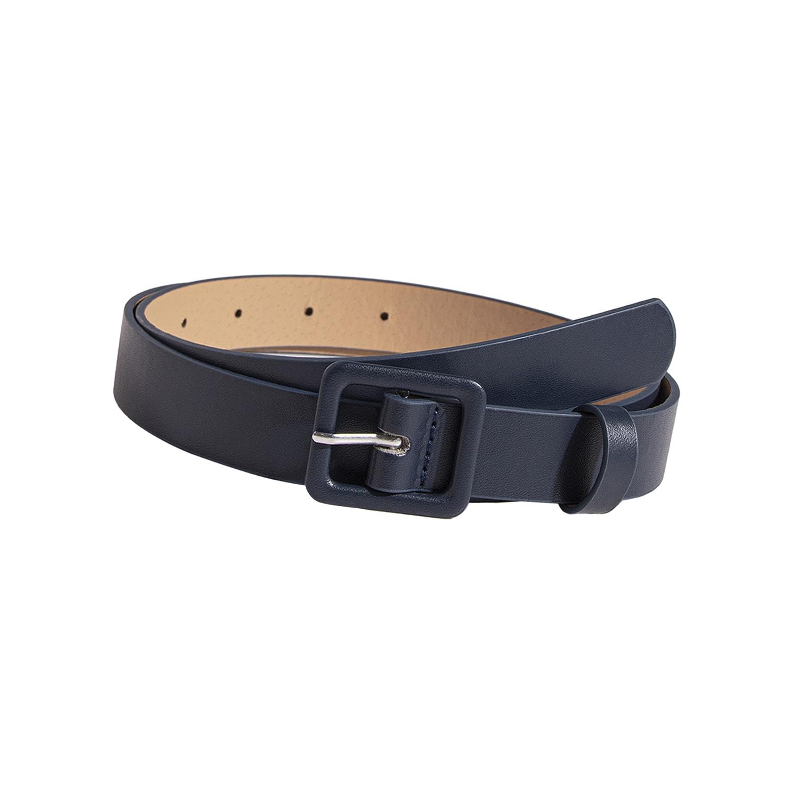 PU Women Belt Square Buckle Belt Adjustable Waistband for Female Lady Skirt Dark Blue-image-13