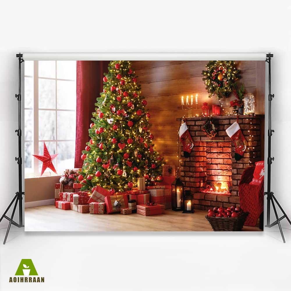 Sfondo Fotografico Natalizio Aoihrraan 4.5x3m: Albero, Pupazzo Di Neve E Glitter Per Le Tue Foto Di Famiglia