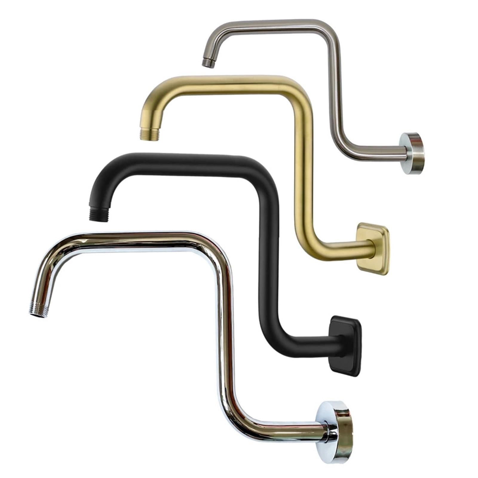 Ghhzml N Glod Shower Head Extension Arm Rainfall Shower Arm Bathroom Sprayer Head Adapter Accessory Extension Tube Wall Mounted Water Outlet Pipe Flange Cover(N Glod)