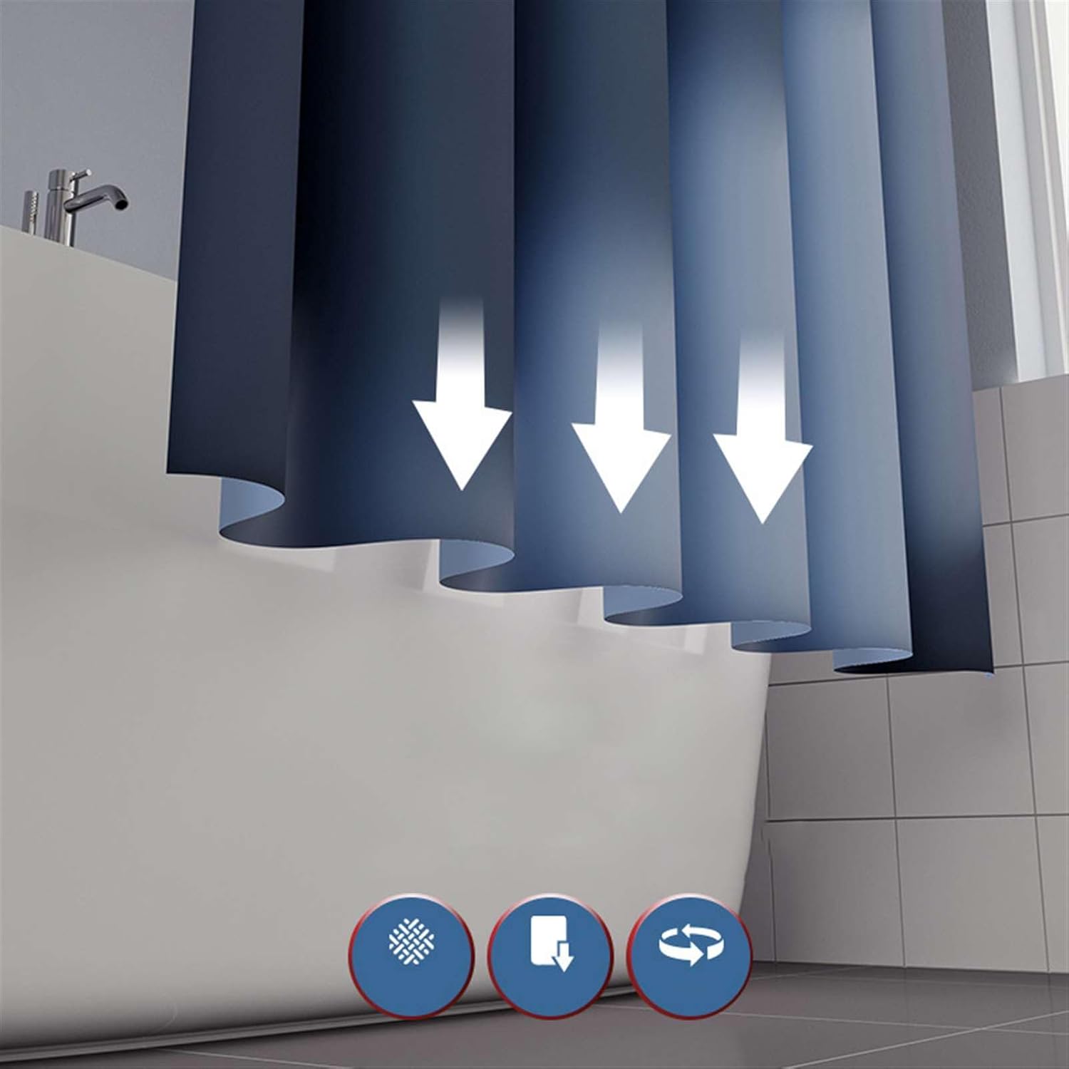 Shower Curtain Liner, Water-Repellent PEVA Plastic Shower Liner Lightweight Machine Washable for Modern Hotel Bathroom Decor White, 79" W x 94" H
