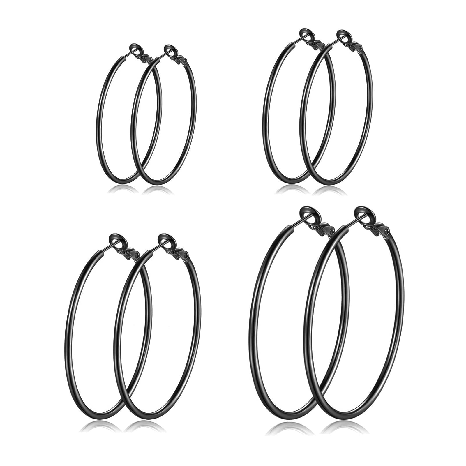 Creolen Silber 925 Ohrringe Groß 30/40/50/60mm- Hypoallergen Große Huggies Creolen Silber Damen Ohrringe Silber 925 Set Piecing Schmuck zum Dankeschön Geburtstag Nikolaus Weihnachten Damen Herren Geschenke