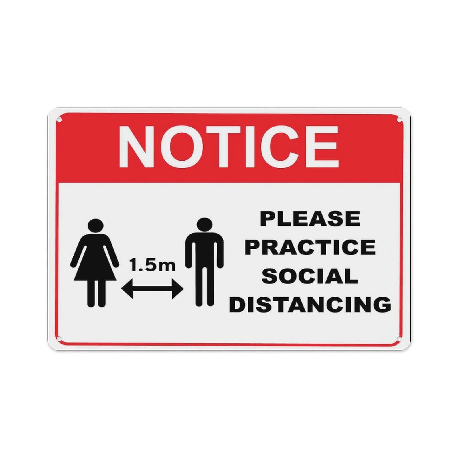 peiyeety Notice Please Practice Social Distancing Red Sign Aluminum Tin Warning Signs for Home Outdoor Garden 8X12 Inches