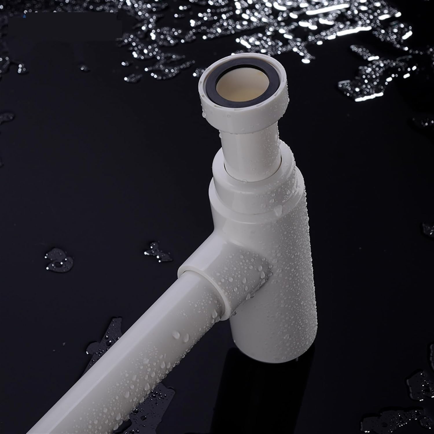 sustitución de Tapones de Fregadero Pop up, Sifón Tipo P, sifón Redondo, sifón de plástico ABS for baño, Lavabo, tubería de desagüe, desagüe emergente Blanco con desbordamiento.