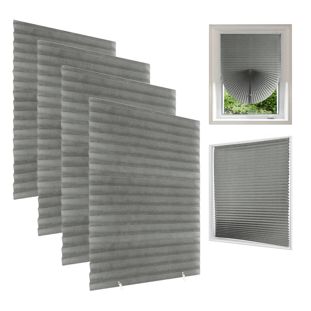 Maritown Grey-4Pcs Temporary Blackout Blinds Stick On Curtains For Bedroom Kitchen Bathroom Windows,Light Filtering Privacy Protection, Easy To Cut And Install, 90X180cm