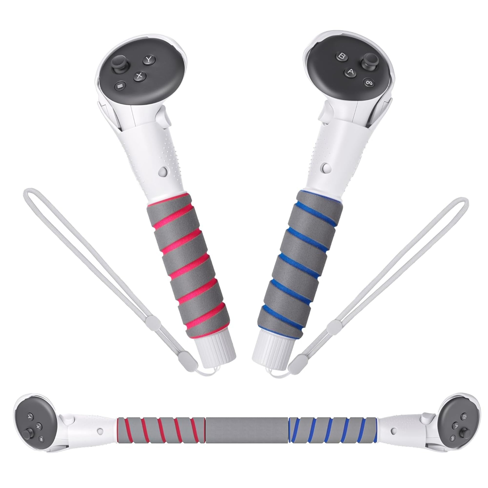 Digicharge Attacco maniglia 3 in 1 compatibile con accessori Meta Quest 3S / 3S Xbox ed/Quest 3 Oculus, maniglie Beat Saber Bastoni, impugnatura di estensione per controller VR Gorilla Tag Golf Club