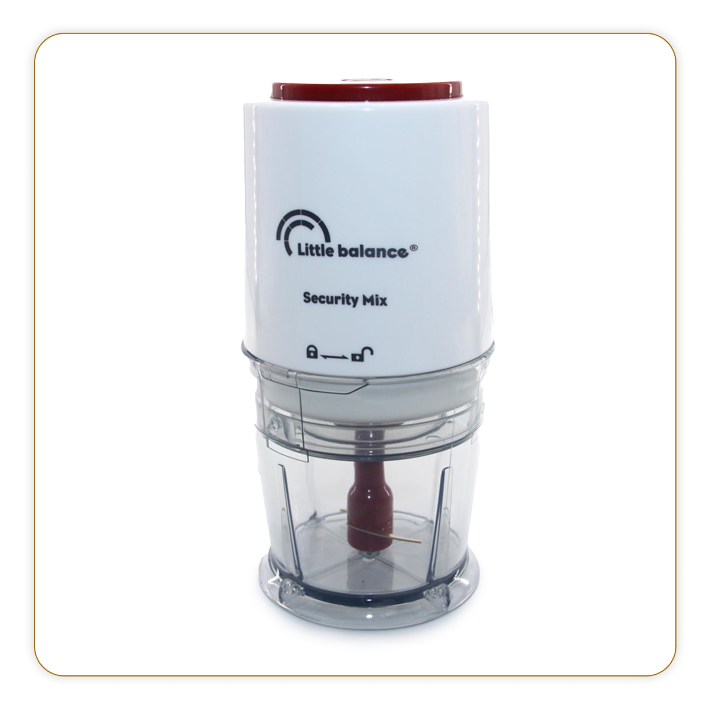 LITTLE BALANCE 8699 Security Mix, Mini tritatutto elettrico, Mini frullatore, Ciotola da 250 ml, Lame di titanio, 200 W, Bianco/Rosso