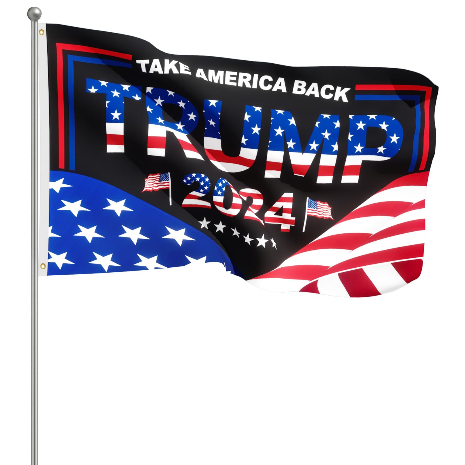 Trump 2024 Flag 3x5 FT President Trump Flag Take America Back Banner Indoor Outdoor Double Sided 3 Ply With Vivid Patriotic Colors Design UV & Fade Resistant 2 Brass Grommets