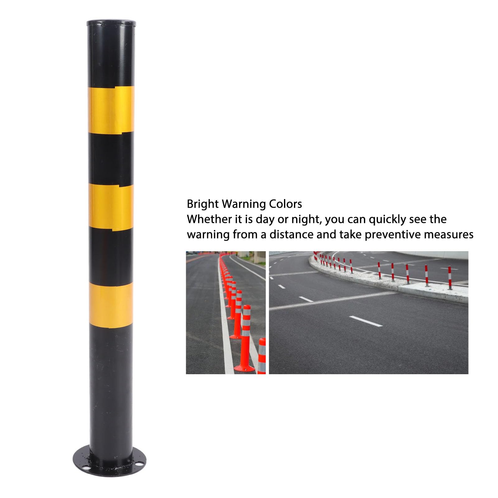 Bolardos de seguridad de 75 cm Poste de barrera de estacionamiento de acero laminado en frío Tubo de barrera de estacionamiento con color de advertencia brillante para señalización de peligro Contro