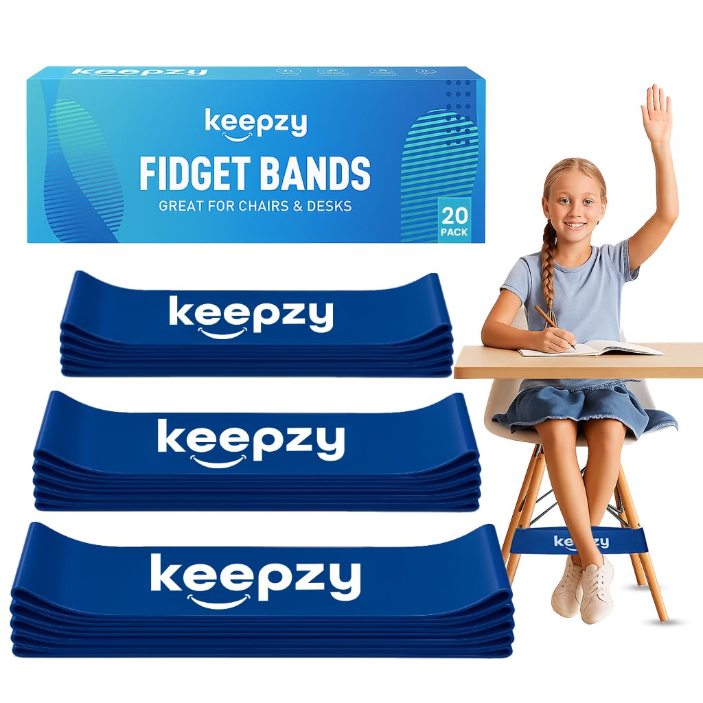 20 Pack Chair Bands, Anti Slip Chair Bands for Kids with Fidgety Feet, Fidget Bands for Classroom Chairs, Desk Bands for Chairs, Chair Rubber Bands, Friendly & Durable Latex