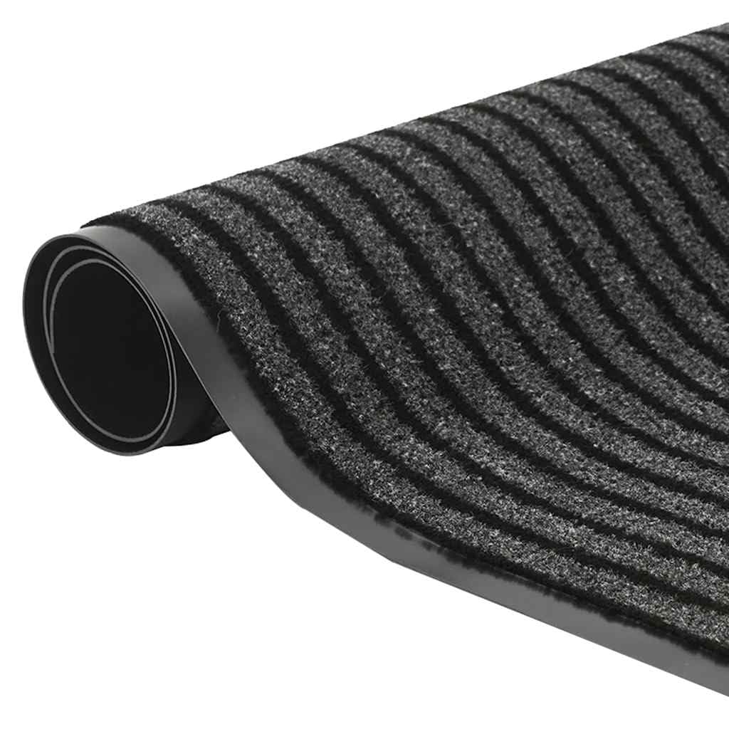 Zerbino a Strisce Nere e Grigie 115x200 cm,Zerbino Ingresso,Zerbino Impermeabile,Lavabile,Resistente allo Sporco,Tappetino Antiscivolo -4105597