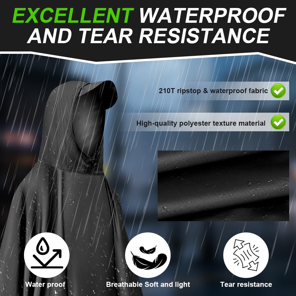 Vicloon Regenponcho, Unisex Regenjacken Regencape, Regen Poncho Jacke Mantel für Erwachsene mit Kapuze, Wasserdicht, Wiederverwendbar Regenmantel, für Wandern Radfahren Camping