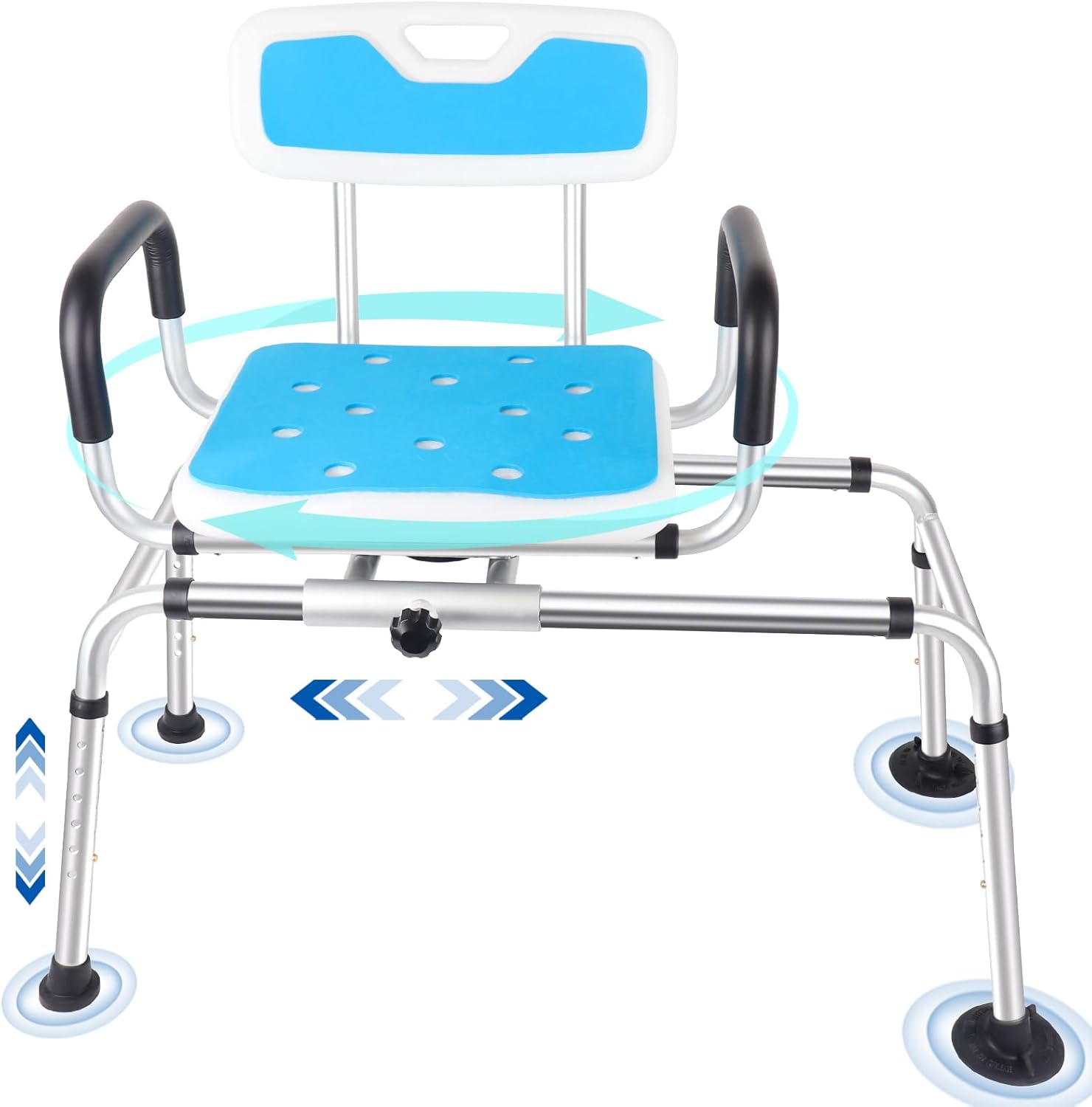 Tub Transfer Bench for Shower,Height Adjustable Sliding Shower Chair with Swivel Seat,Bath and Shower Safety Seating with Handles for Seniors and Handicap,400Lbs Capacity J-SCSEAT-09