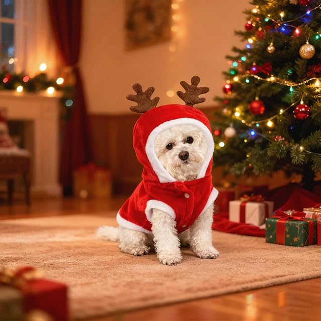 Foto 6 de 7 de Ropa de Navidad para Perros y Gatos, Disfraz de Navidad para Mascotas, Disfraz Gato de Navideño
