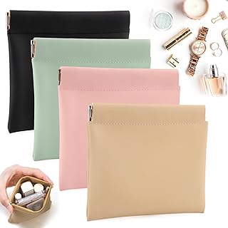 مجموعة شنط مكياج صغيرة لشنطة اليد مستحضرات تجميل ومحمولة للنساء محفظة للعملات المعدنية وأحمر الشفاه وتنظيم الإكسسوارات ومستحضرات التجميل والسفر والتخزين 4 قطع من بوسوها جلد