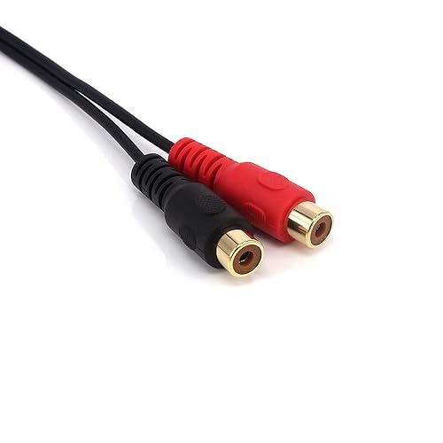 Miniatura 5 de Qaoquda Cable adaptador de 0.138 in a 2RCA, 8 pulgadas, chapado en oro de 90 grados, en ángulo recto de 1/8 pulgadas, TRS estéreo macho a doble RCA