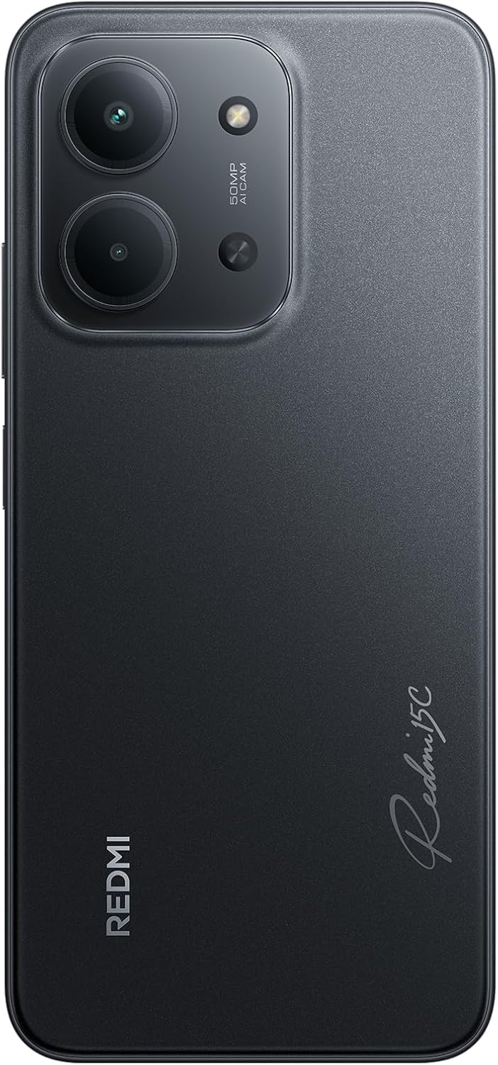 XIAOMI Redmi 15C - Smartphone 4+256GB, Pantalla 6,9" 120 Hz, Cámara Dual con IA de 50 MP, Procesador octacore, Batería de 6000mAh, Carga rápida de 33W, Cargador no Incluido, Negro (Versión ES)