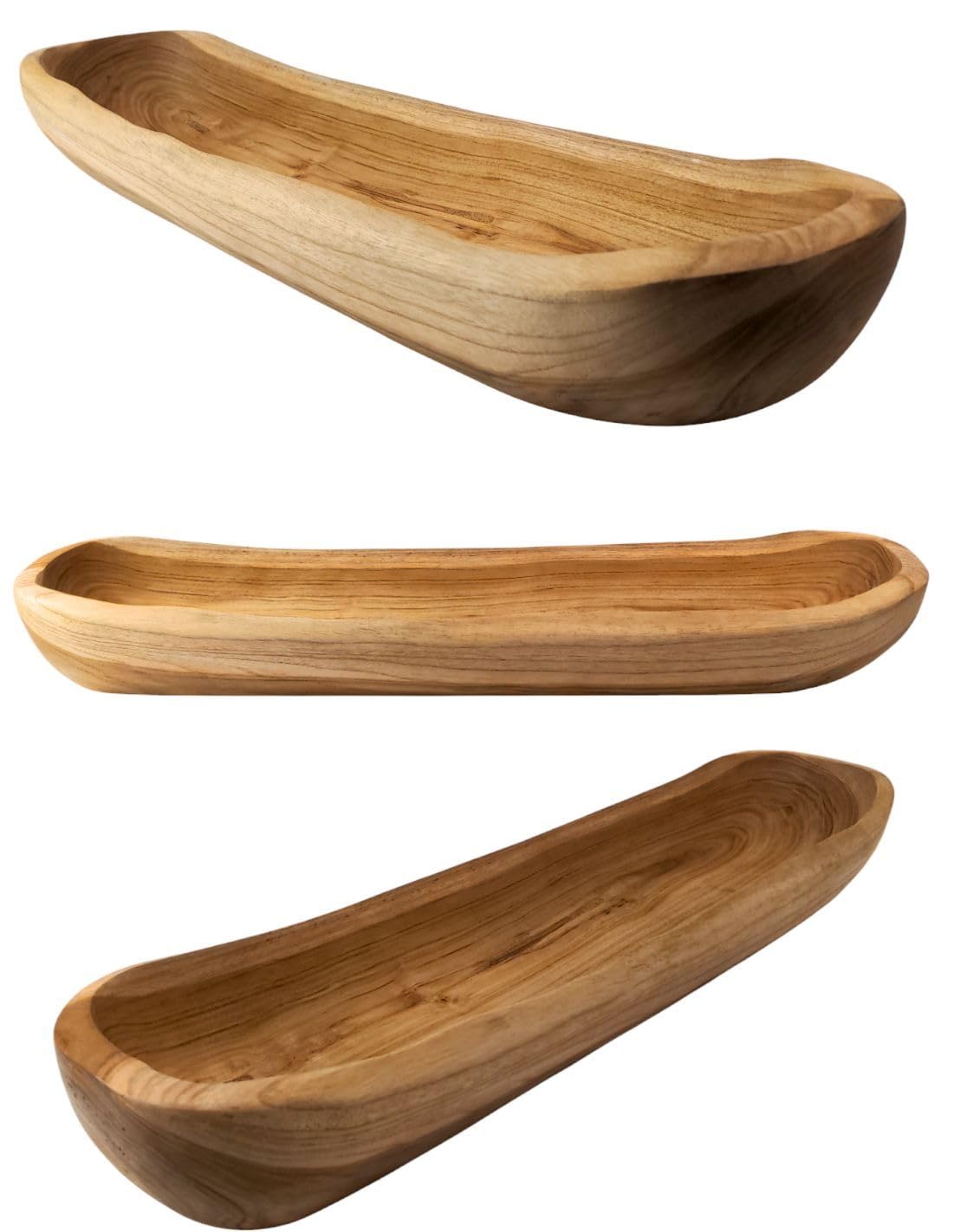 Grande Coupe à Fruits en Teck 70cm / Centre de Table en Bois
