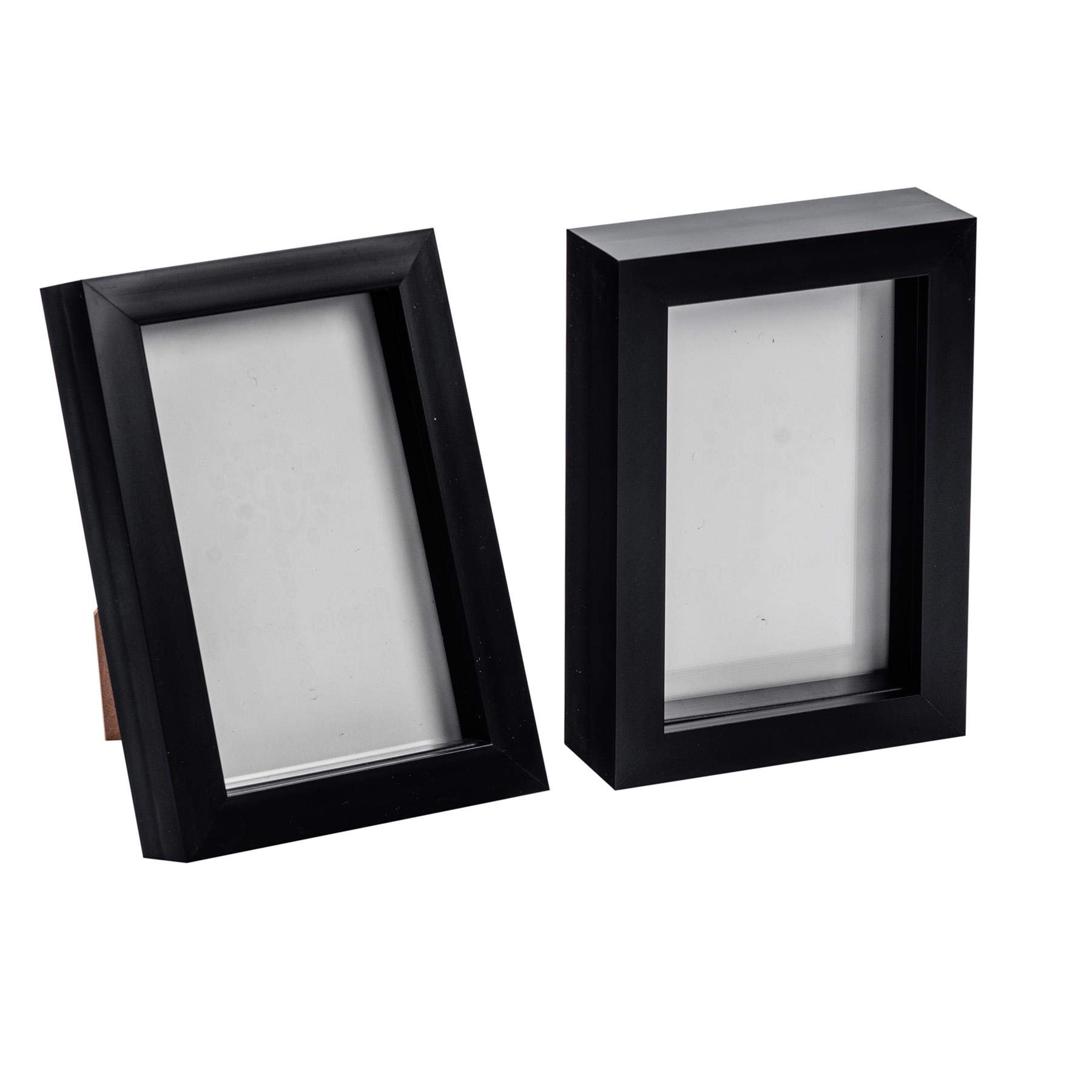 Nicola Spring Black 3D Shadow Box Photo Frames - 4 X 6 (10 X 15Cm) - Pack Of 2 - 3D Photo Frame Picture Frame Box Small Portrait Display Case For Crafts, Keepsakes, Wedding, Graduation