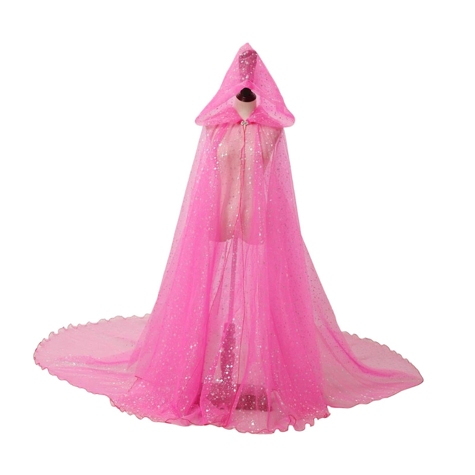 Mantello con Cappuccio per Donna, Mantello Da Sposa per Adulti, Costume, Lungo, Lavabile, Mantello con Cappuccio in Tulle Lucido, Mantello Da Sposa Pe