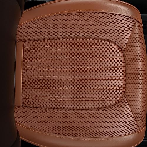 Feelon 2Pcs Zc Car Seat Covers Front Bottom Seat Cushion Covers, Waterproof Nappa Leather, Anti-Slip And Wrap Around The Bottom, Universal Auto Interior Fit For Sedans Suv Pick-Up Truck, Cocoa Brown #TOP5