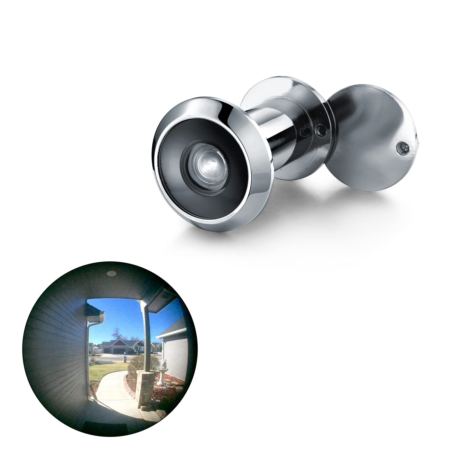 TOGU TG3016YG-CP UL Listed Solid Brass HD 220-degree Door Viewer with Heavy Duty Privacy Cover for 1-3/8" to 2-1/6" Doors, Polished Chrome