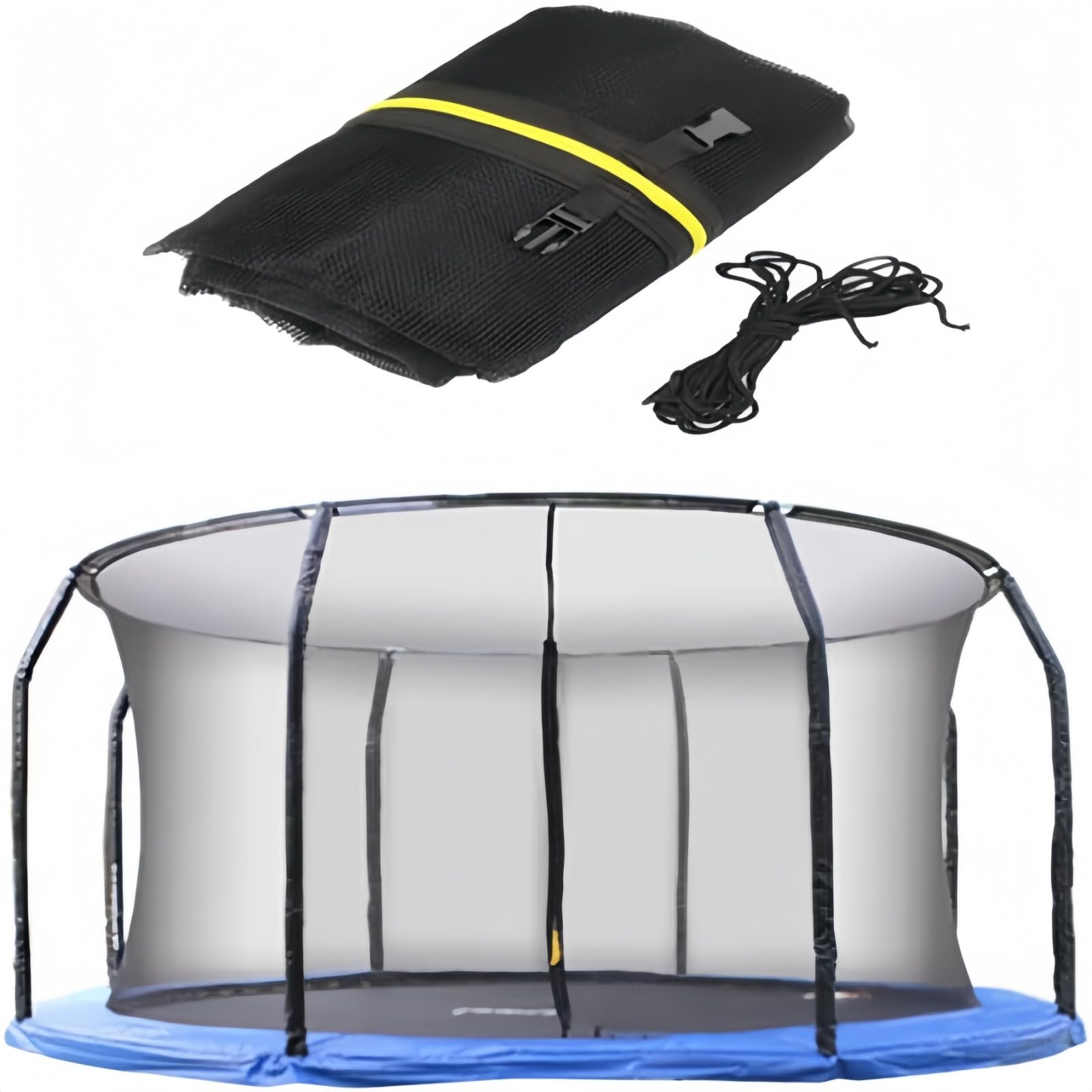 Generisch Filet de sécurité pour trampoline 244 305 366 427 cm - Filet de rechange Tampolin intérieur avec fermeture éclair et boucles - Filet de protection pour trampoline de jardin - Pour barres 6/8