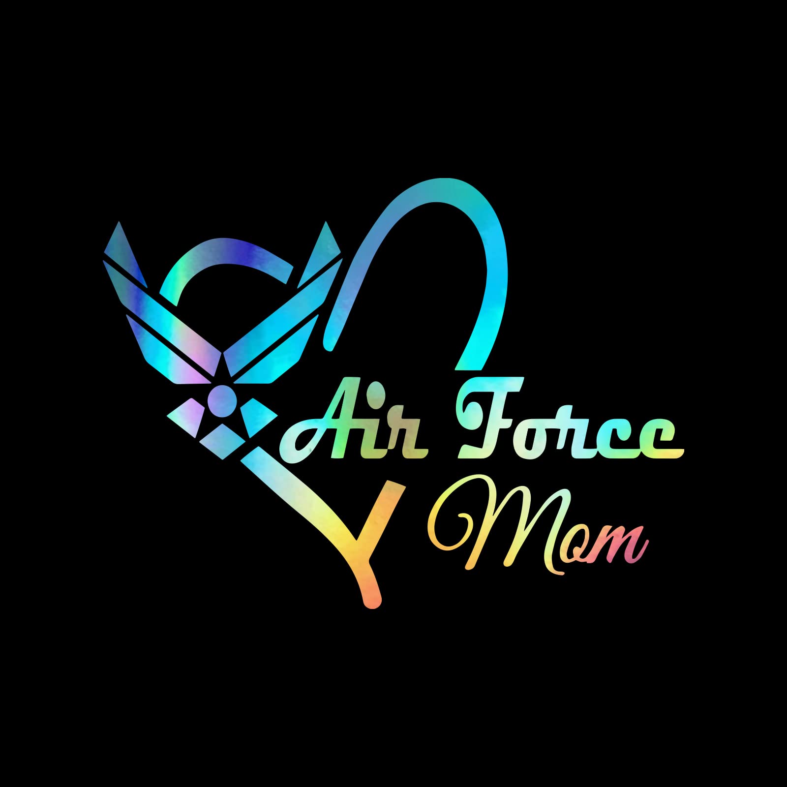 Air Force Mom Decal Vinyl Sticker 2 Pack - Holographic 6x4 Inch Car Truck Laptop