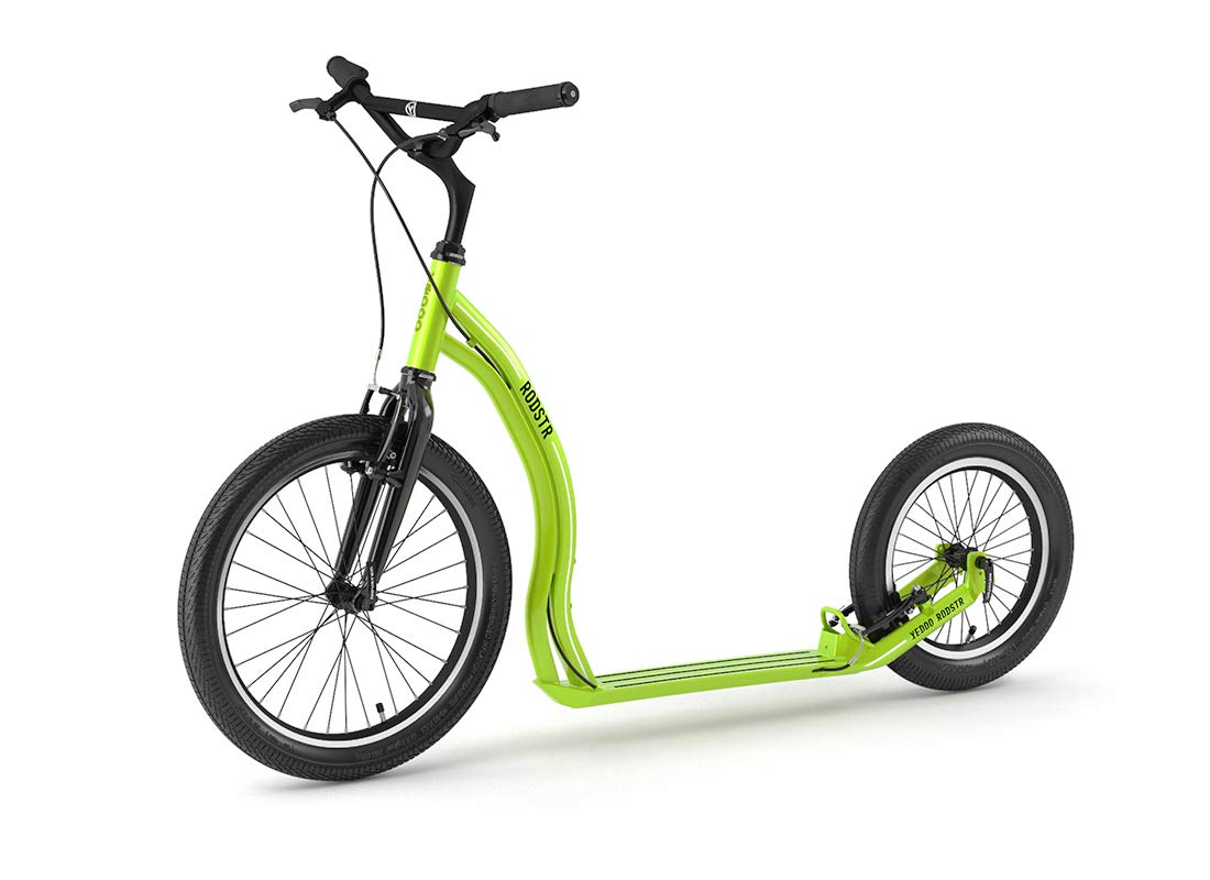 YEDOO Rodstr Tretroller - bis 150 kg, Kickscooter mit Luftreifen 20/16 - Roller Scooter für Erwachsene aus Aluminiumlegierung mit verstellbaren Lenker, Dogscooter, Gewicht 7,4 kg, grün/schwarz