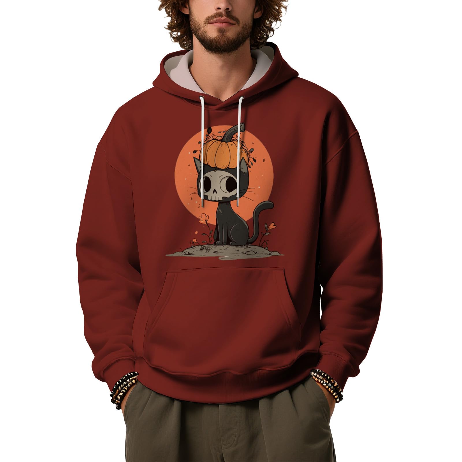Men's Watercolor Camouflage Hoodie Artistic Print Pullover Sweatshirt Loose Fit Hooded Top With Front Pocket Flh2320 Large