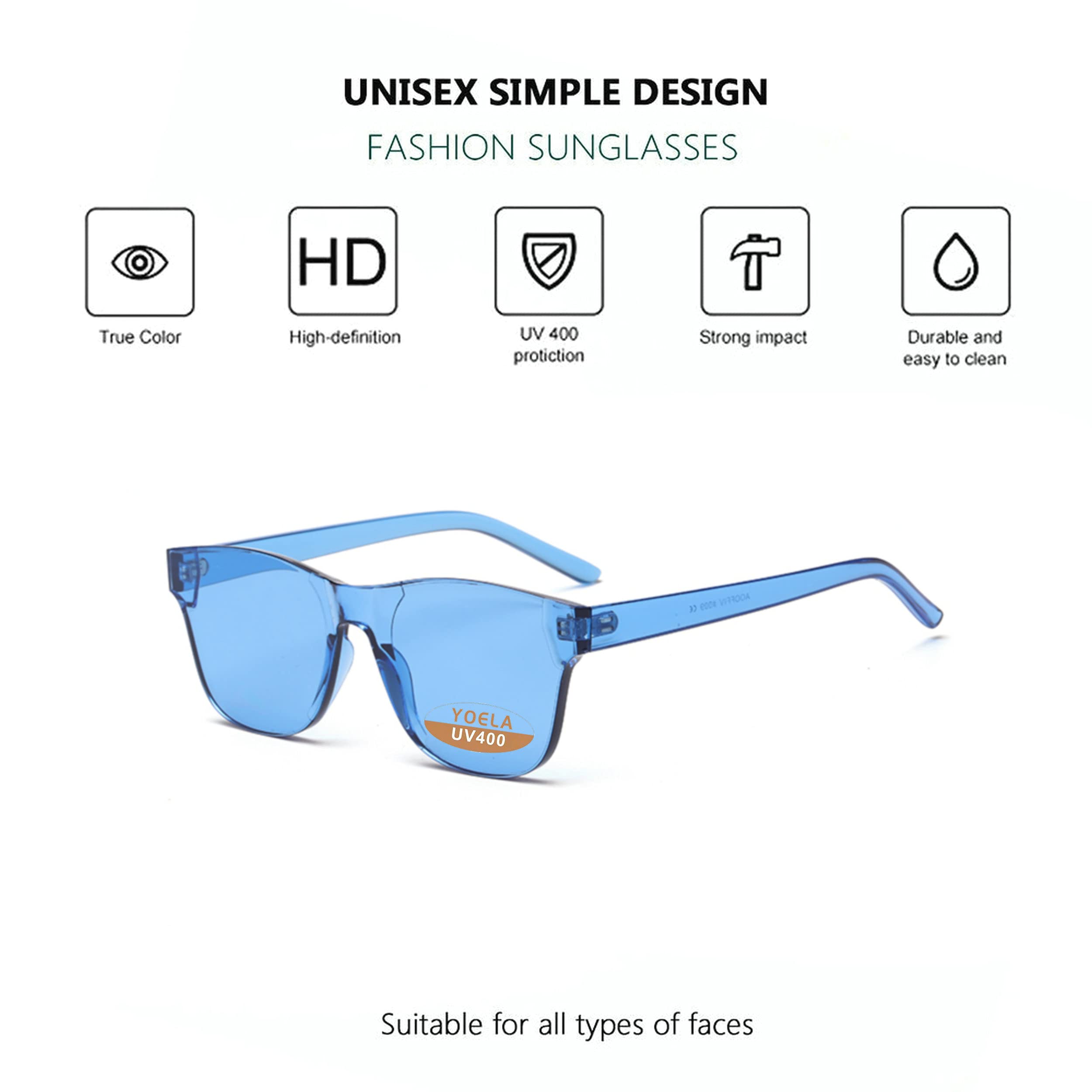 Übergroße quadratische randlose Sonnenbrille getönt Unisex Damen Herren Einteilige farbige transparente Brille Retro Brille