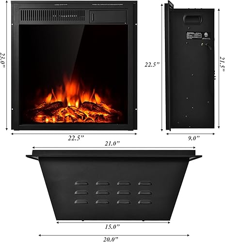 Miniatura 5 de COSTWAY Insertos de chimenea eléctrica de 225 pulgadas chimenea decorativa empotrada e independiente de 1500 W con control remoto 7 ajustes de