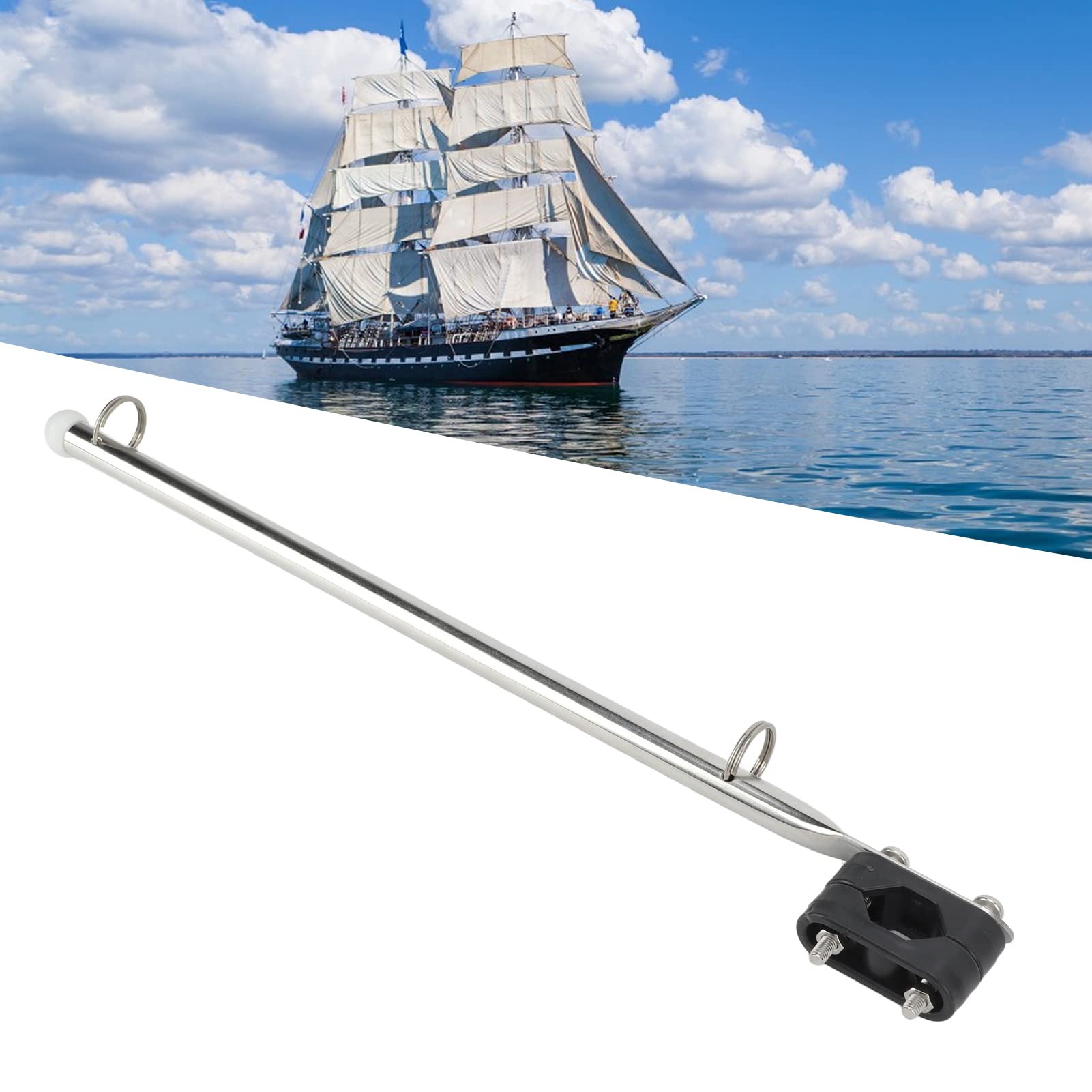 Minifinker Asta Portabandiera Per Barche In Acciaio Inox 316 - Regolabile 390 Mm, Antigroviglio Per Yacht E Barche A Vela