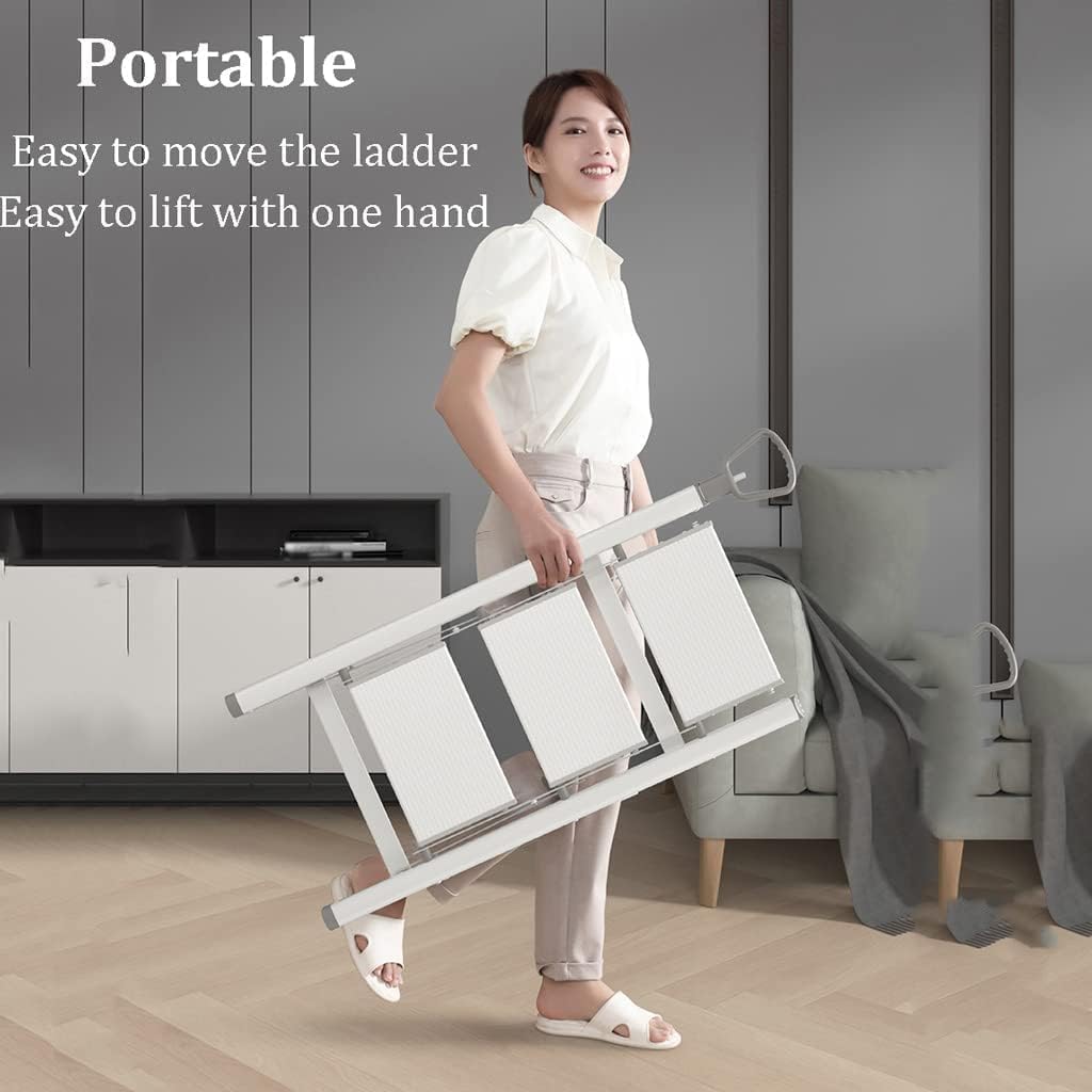 Ladders Multi-Purpose Telescoping Ladders, Wide Pedal Folding Ladder with Handrails, Family Small Portable Step Ladders 330lb Household or Outdoor