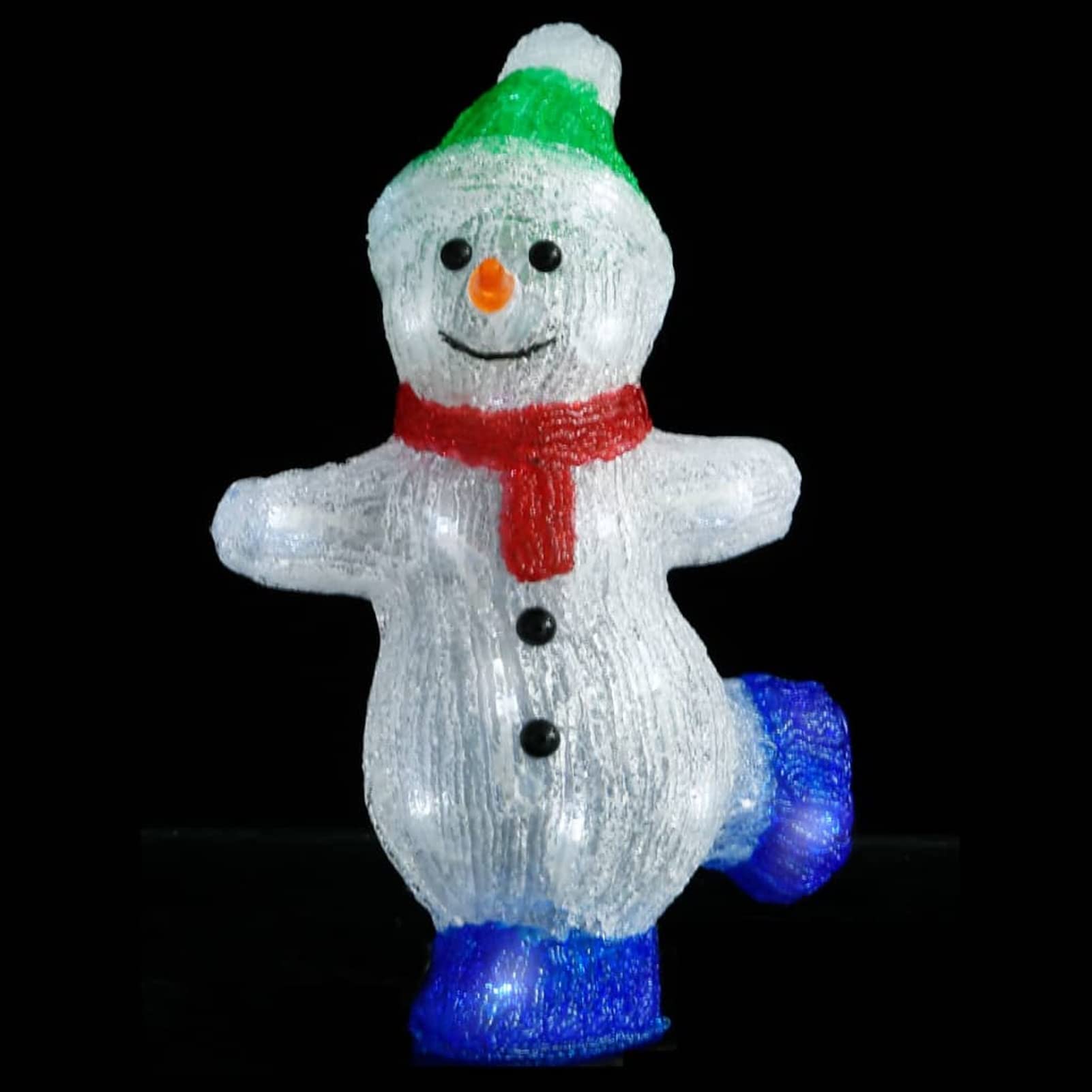 ARKEM Pupazzo di Neve LED in Acrilico per Interno ed Esterno 30 cm,Figura con Cristalli,LED Freddo,Luminose per Esterno, Decorazioni di Natale, luci Natalizie, Figure Luminose