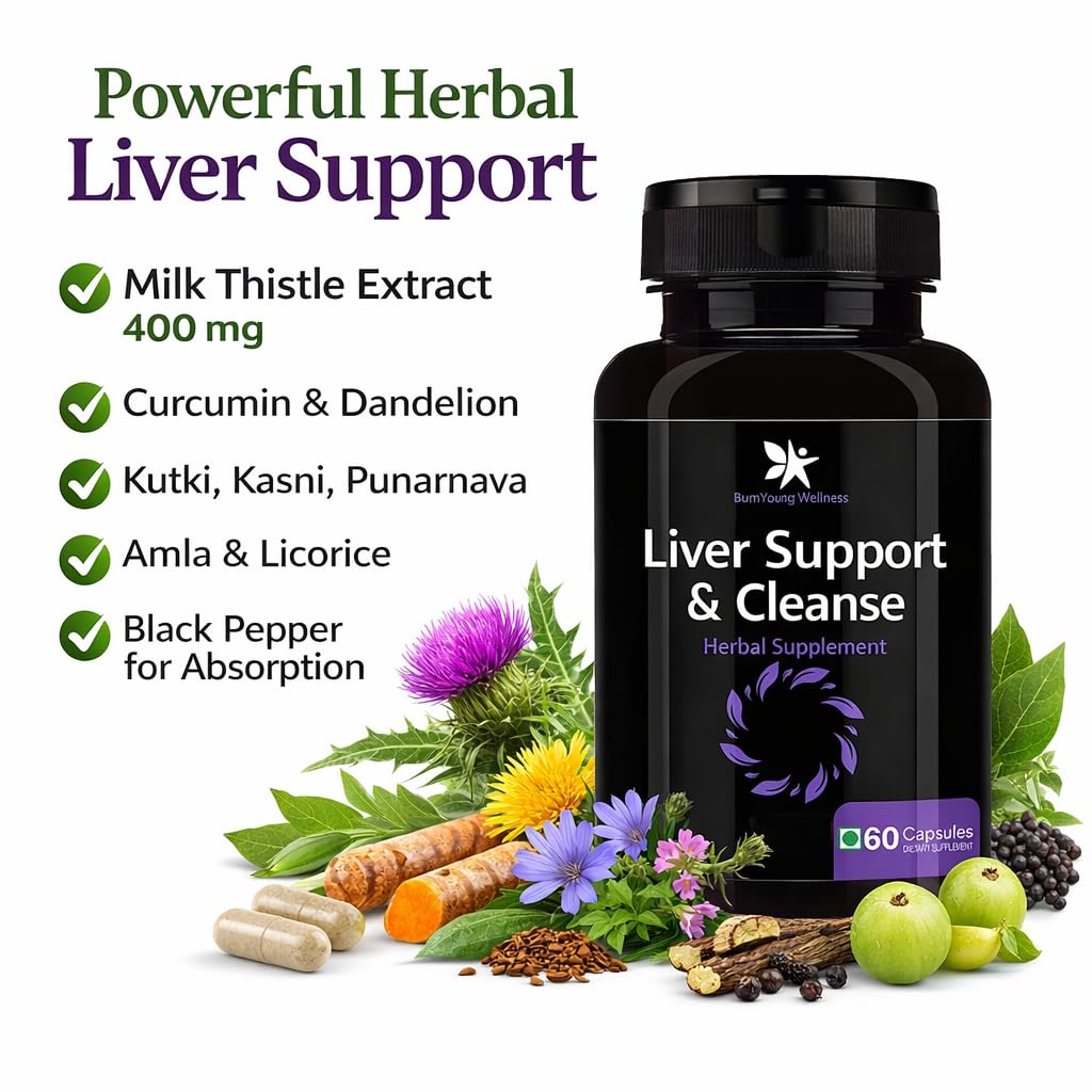 BumYoun Wellness Liver Detox & Cleanse with Milk Thistle Extract 400mg For Natural Protection Against Fatty Liver | Premium Liver Health Formula Supplement 60 veg Capsules — Amazon image 2