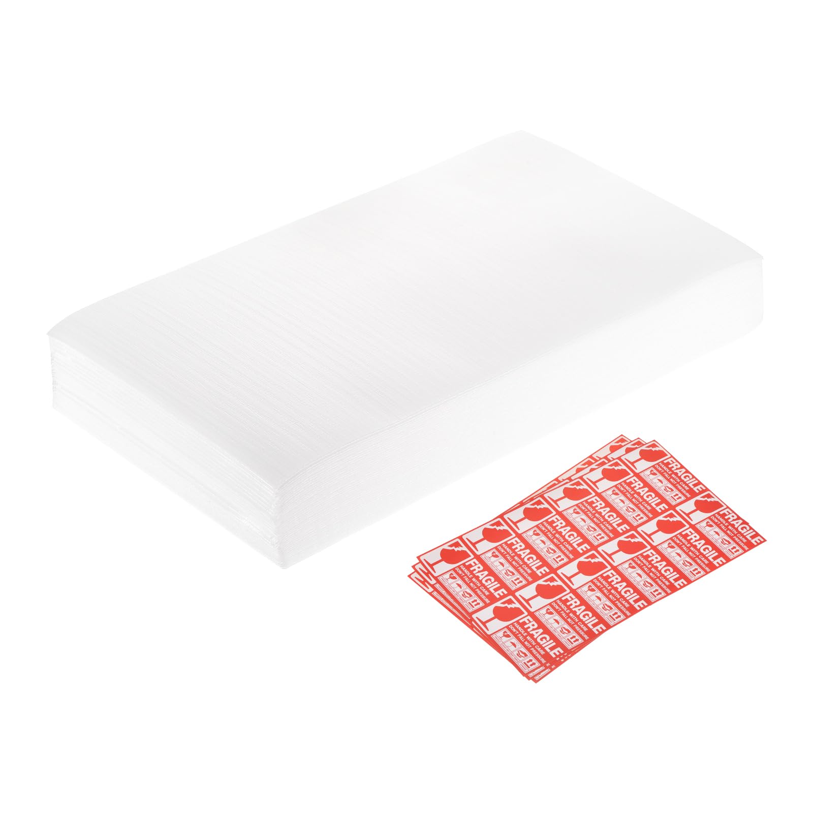 sourcing map Schaumstoff-Verpackungsbeutel, 50 Stück, 17,8 x 30,6 cm, Luftpolstertaschen, Schaumstoff-Verpackungszubehör, weiß, mit 36 zerbrechlichen Etiketten für Geschirr, Möbel, Gläser, Tassen,