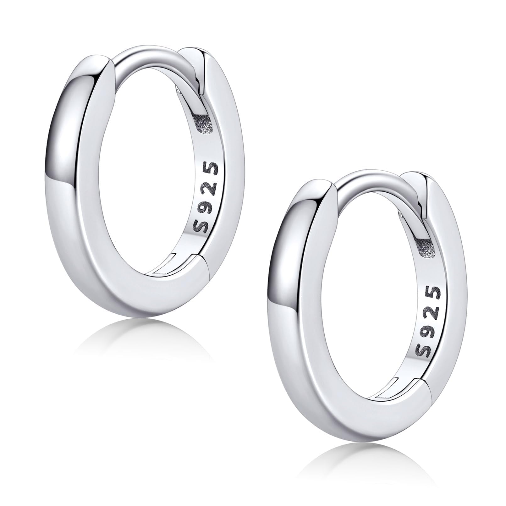 FaithHeart Solid 925 Sterling Silver Small Huggie Hoop Earrings