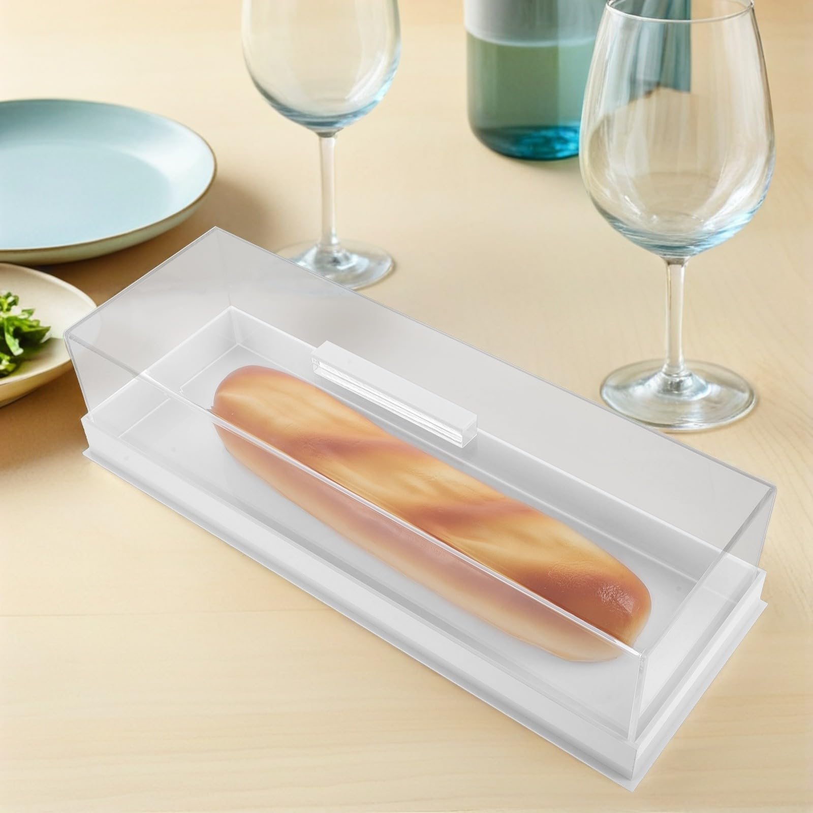 Soporte para Pasteles de Acrílico Blanco con Tapa Removible y Diseño Rectangular Moderno, Fácil de Limpiar para Panadería y Reuniones en Casa