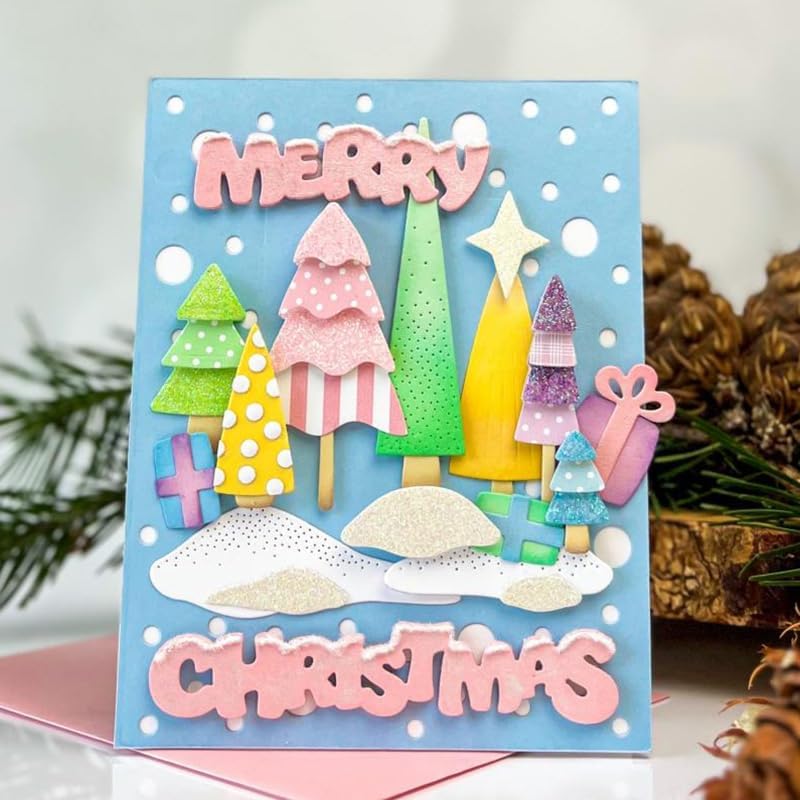 Merry Christmas Trees Snow Variety Metal Cutting Dies Scrapbook Card Craft