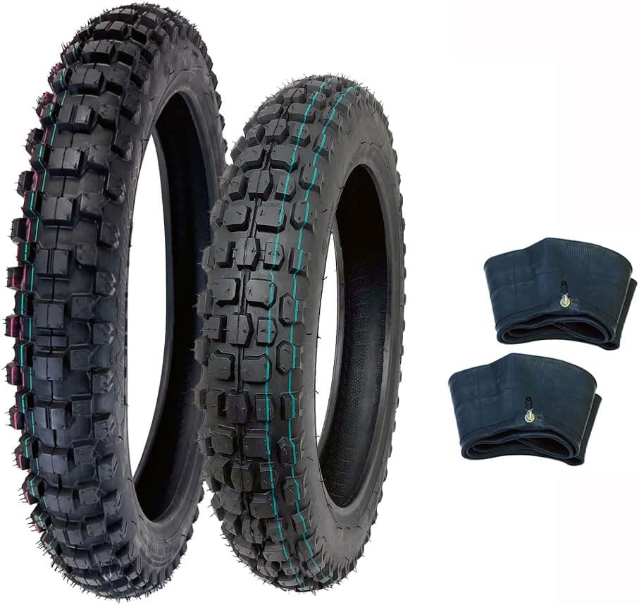 MMG TIRE SET Front 60/100-14 & Rear 3.00-12 (80/100-12) with Inner Tubes for Off-Road Motocross Pit Bikes