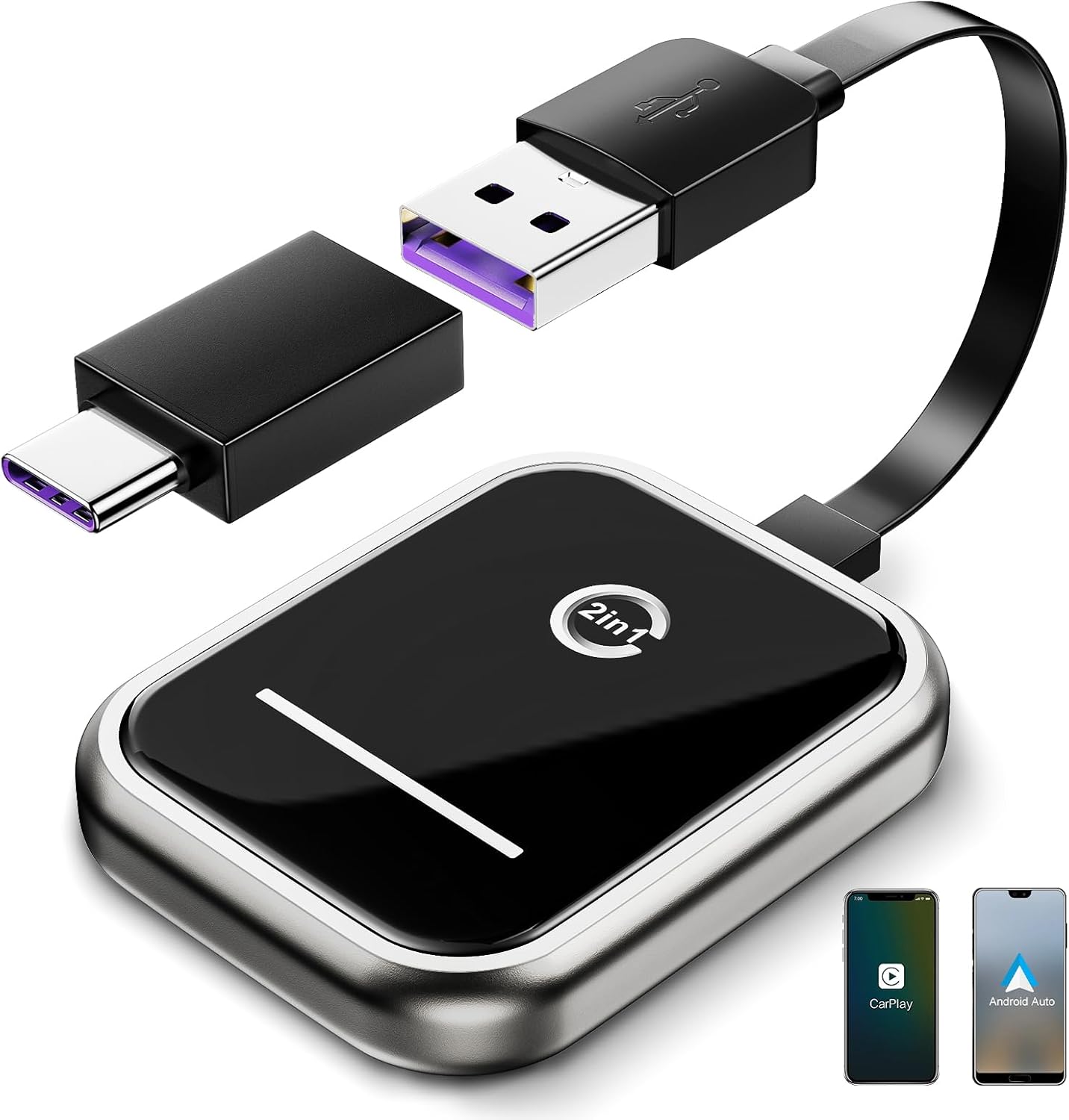 Wireless CarPlay Adapter for iPhone Apple iOS 10+, 2 in 1 Android Auto Wireless Adapter for Phone Android 11+, Wired to Wireless Only for Cars with OEM Wired CarPlay  Android Auto from 2016