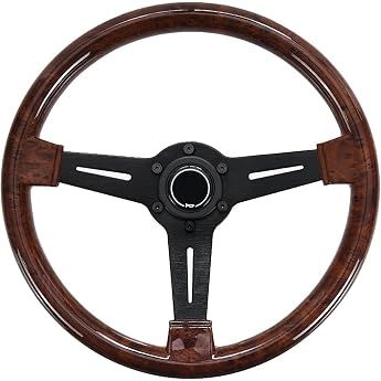 Universal Racing Steering Wheel 14 Inch Wood Grain Racing Steering Wheel 350 mm Retro Deep Corn Drifting Sports Steering Wheels Universal A