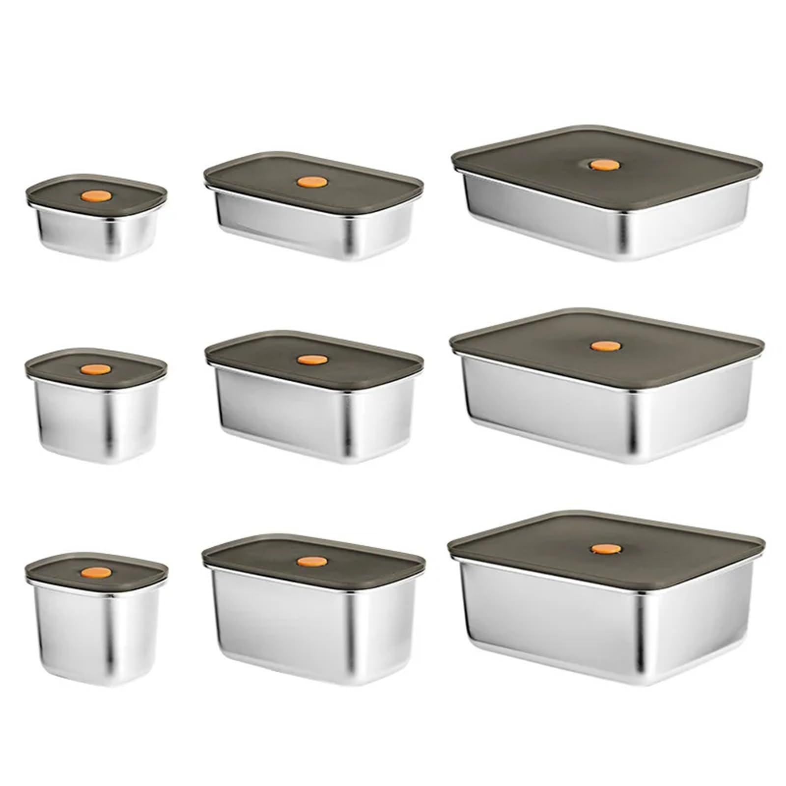 Frischhaltedosen aus Edelstahl Tragbare Bento-Box for Lebensmittel und Obst aus Edelstahl mit Deckel, Snackbehälter, auslaufsichere Aufbewahrungsbox for Frischhaltezwecke(2900ML)