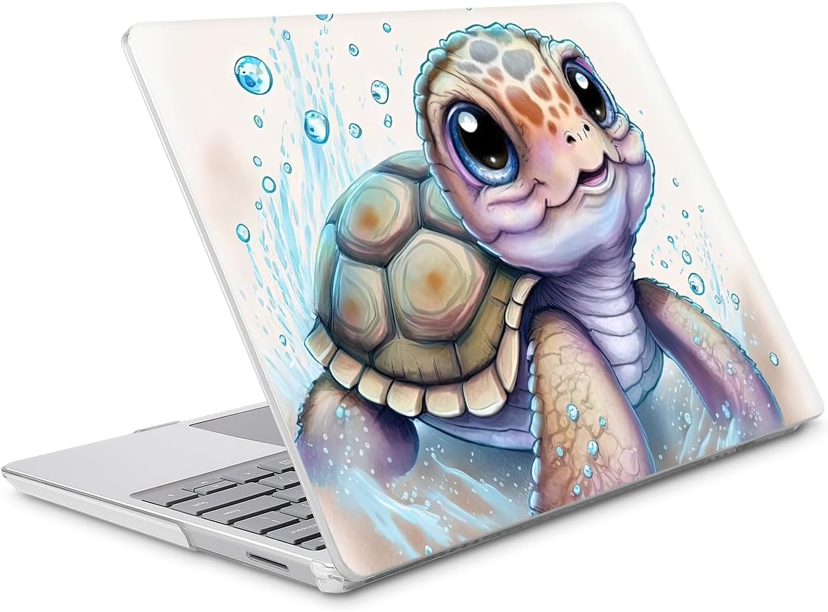 Mektron Case for 13.5" Microsoft Surface Laptop 5/4/3 with Metal Palm Rest Model 1951/1868, 2019/2021/2022 Release Plastic Hard Shell Cover with Screen Protector + Keyboard Cover, Cute Turtle